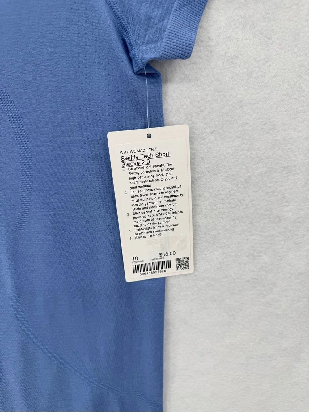 NWT Lululemon Swiftly Tech Short-Sleeve Shirt 2.0 *Hip‎ Length Prep Blue Size 10